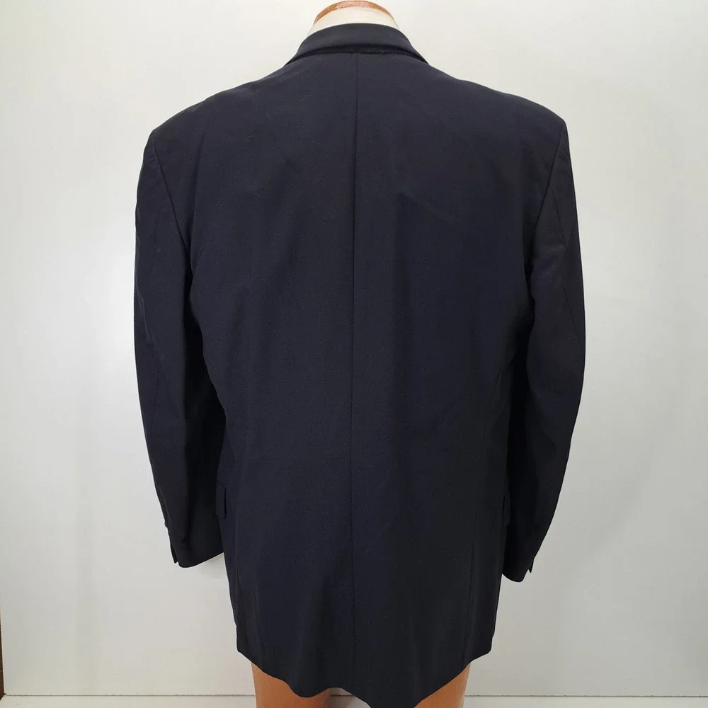 Yves Saint Laurent Mens Blazer 44R Blue Pure Wool Made in France Double Breasted
